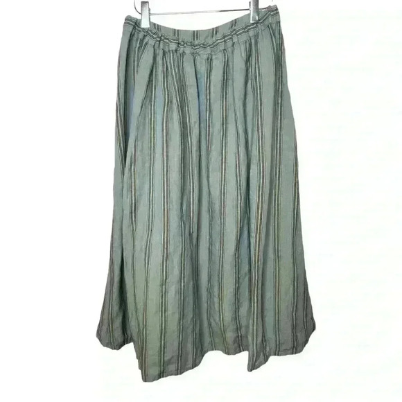 Vlas Blomme stripe linen flax maxi skirt cottage core Kortrijk linen - Picture 2 of 6
